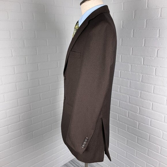 Pronto Uomo Blazer Men 38R Brown Classic Career‎ Polyblend Double Vent Jacket - Picture 3 of 15